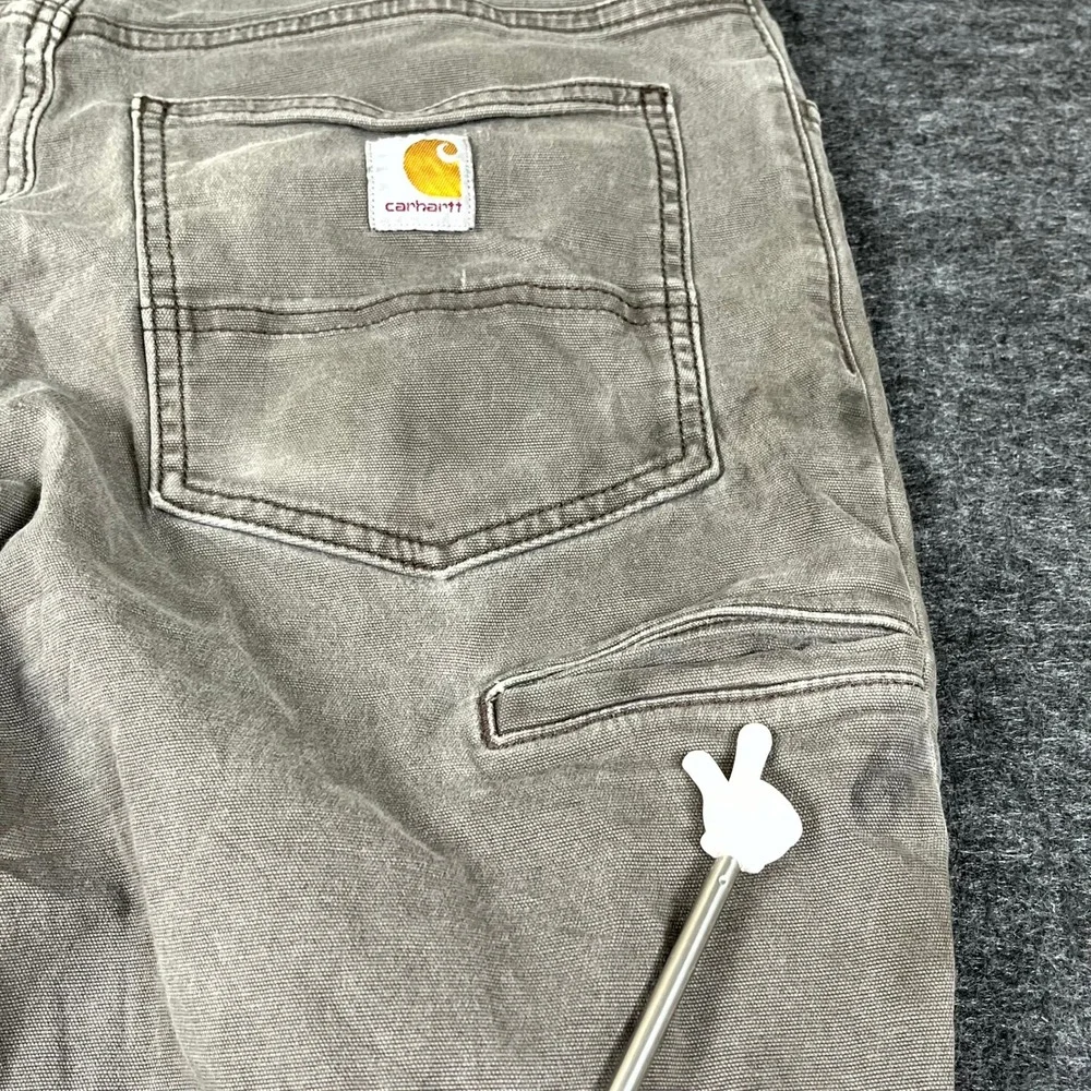 Carhartt Rugged Flex Relaxed Fit Work Pants Mens 33x32 Brown Canvas  Thrashed